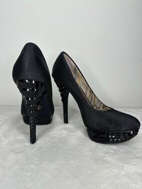 RACHEL Rachel Roy “Kalyssa” Black Sculpted Textured Platform Pumps - Size 8